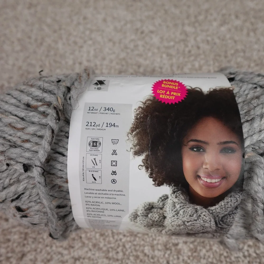 Lion Brand Wool-Ease Thick & Quick Bonus Bundle Grey Marble Yarn 12oz 212yd 641‎